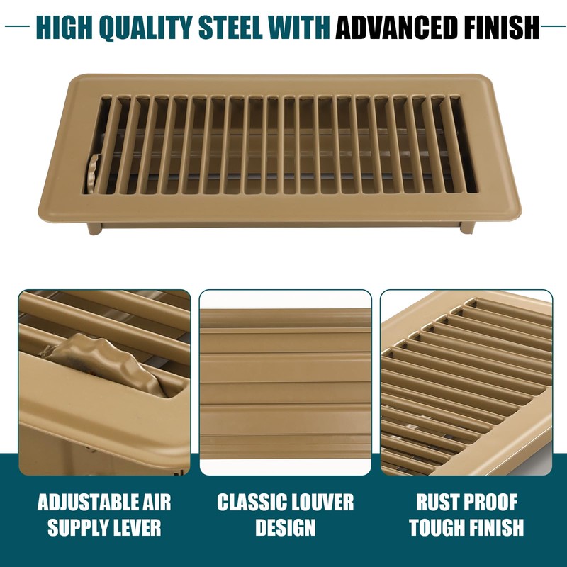 VOISEN Floor Register 4x10, 10 Pack Black Floor Register Vents,Heavy