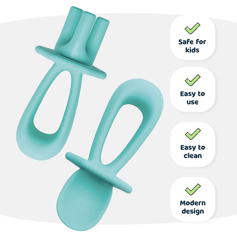 Tiny Twinkle Silicone Training Utensils - Baby Spoons and Baby