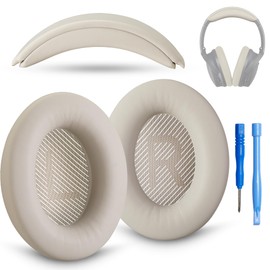 AHG Accessory House Global Replacement QC Ear Pad and Headband Pad Kit Cushion. Compatible with Bose QuietComfort (2023) QC45 QCSE QC35 II Wireless Noise Cancelling Headphones (White Smoke) Easy DIY