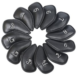 Vester Golf Club Protective Covers Golf Iron Covers Synthetic Leather Flexible Waterproof Protective Lightweight Fabric Velcro Closure (3-9, Aw, Pw, Sw, Lw, Lw) Number Golf Club Head Protective Cover
