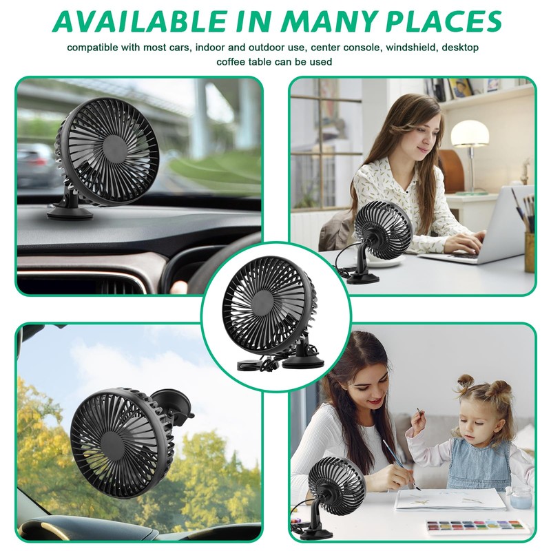 VBGURR USB Car Fan, Electric Auto Cooling Fan for Dashboard