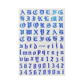 Generic Art Latin Letter Nail Sticker Old English Letter Number Nail Decals Blue Nail Wraps Stickers Manicure Supplies for Women Nails Full Long Lasting Easy Apply and Remove