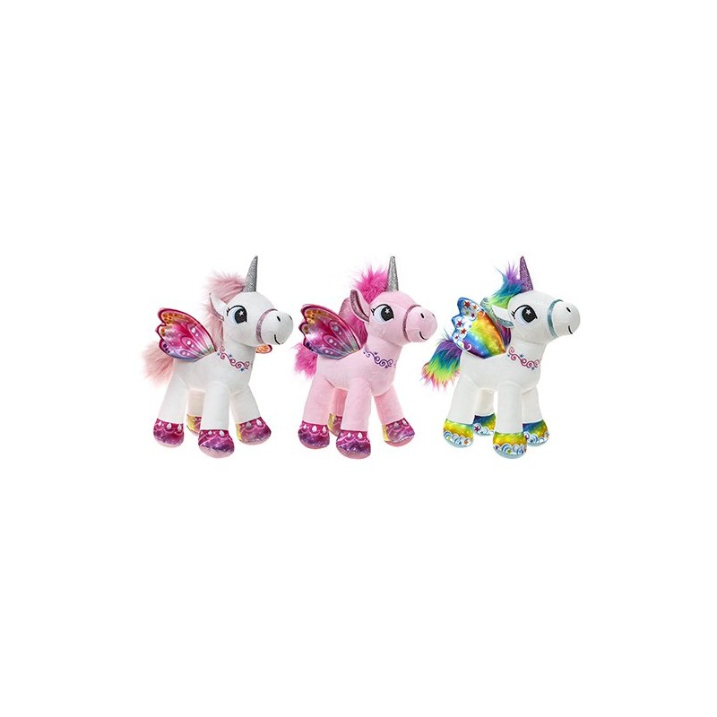 BARRADO Plush Winged Unicorn Standing (White/Pink, 34 cm)