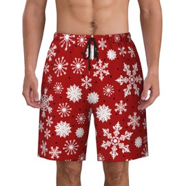 Mens Swim Trunks with Mesh Lining,Christmas Pattern Made Snowflakes dots Quick Dry Beach Board Shorts Swimsuit Pants Swimwear Bathing Suits XL