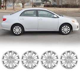 CPW 16 Inch Hubcaps Fit for 2009-2025 Toyota Corolla w/Decoration Nuts, Wheels Rim Cover Compatible with Toyota Corolla 16'' Steel Wheels, ABS & PC Material Hub Caps Set of 4 (16'', Chrome)