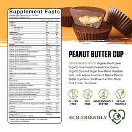 Ambrosia Planta - Premium Organic Plant-Based Protein | Vegan & Keto Friendly | Gourmet Flavors with No Bloating or Stomach Upset | Gluten & Soy Free | No Added Sugar | 25 Servings | Peanut Butter Cup