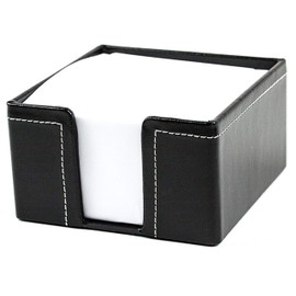 DELMON VARONE - Cambridge Top Grain Black Leather Note Box Including 500 Sheets of Paper, Notepad in Genuine Leather Box for Desk and Office, Ideal for Writing Thoughts, Ideas and Notes