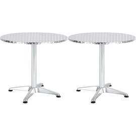BTEXPERT Set of 2 – 27.5" Round Stainless Steel Restaurant Tables – Commercial Grade Indoor Outdoor Bistro Dining Tables with Durable Aluminum Base – Café, Patio, Café, Bar, Coffee Shop Furniture