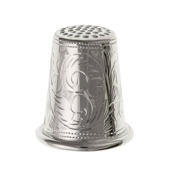 Designer Inspirations Boutique Victorian Foliate Engraved Thimble - 20mm X 22mm - Solid 925 Sterling Silver -