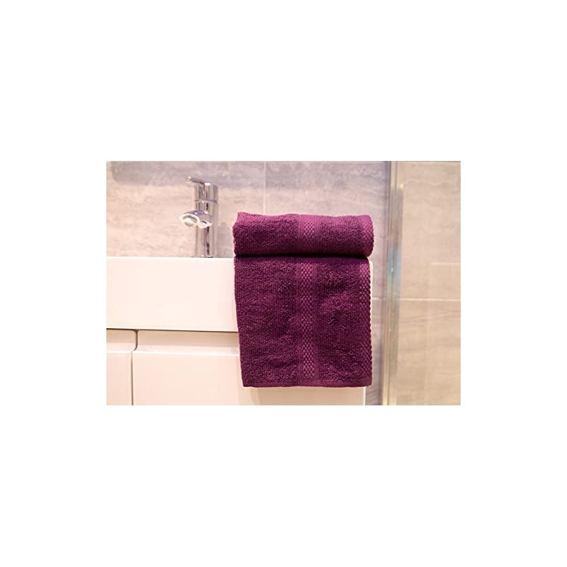 Lex's Linens Pack of 2 100% Combed Cotton Aubergine Facecloths