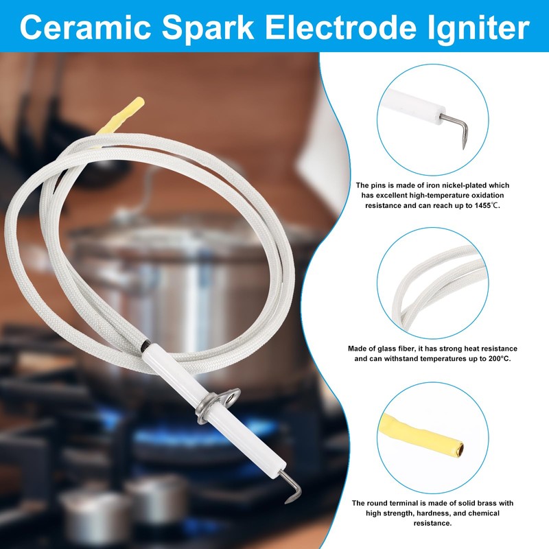 PATIKIL 2Pcs Ceramic Spark Electrode Igniter with Wire Lead Replacement