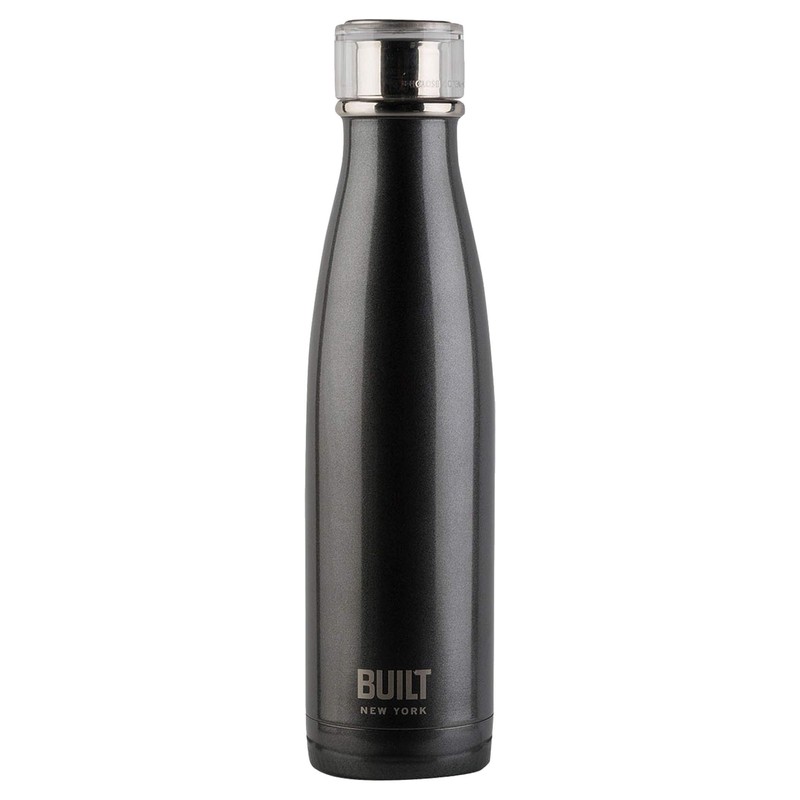 BUILT Tritan Double Wall Stainless Steel Vacuum Insulated, 17-Ounce, CHARCOAL