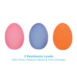 NOVA Hand Exerciser Oval Egg, Hand Grip Squeeze Oval Ball for Strength, Stress and Recovery, Comes in 3 Resistance Levels - Pink Soft, Orange Medium and Blue Firm