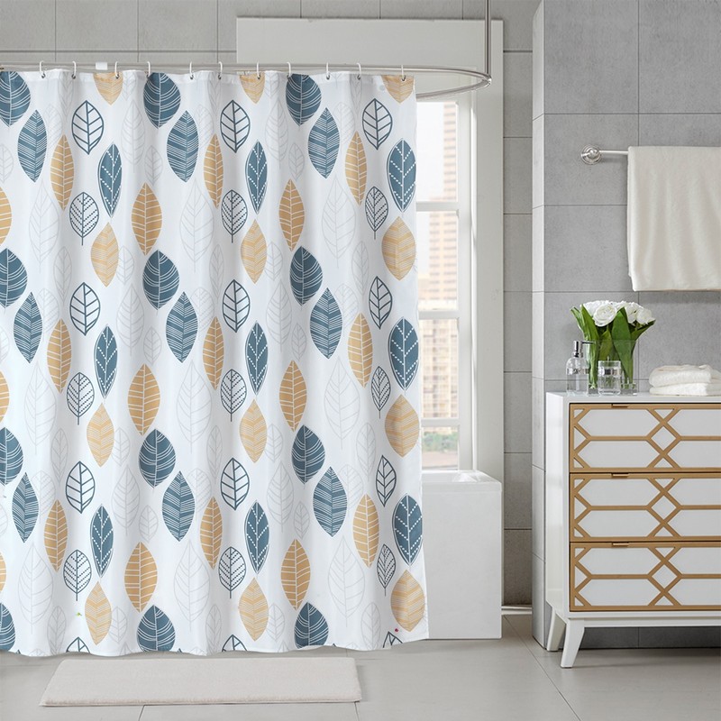 Polyester Leaves Painting Shower Bath Curtain Waterproof Bathroom Curtain (S)