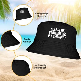 Even the Confusion Is Confused - Funny Bucket Hat - The Perfect Sun Hat for Men & Women - Ideal as a Malle Outfit, Party Accessory & Festival Bucket Hat for the Beach, black, Unit size