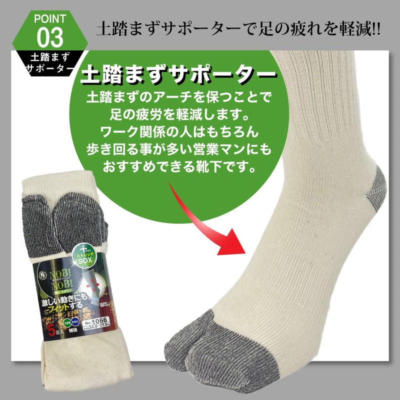Fujite #1066 Cattle, Cotton Stretch Fit, Toe Socks (Tabi Type),