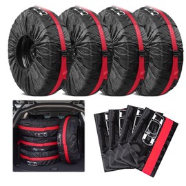 Begonia Set of 4 19-23 inch tyre bags, 190T tyre cover set with carry handle, diameter 80 cm, tyre protection, tyre storage, for clean transport and storage