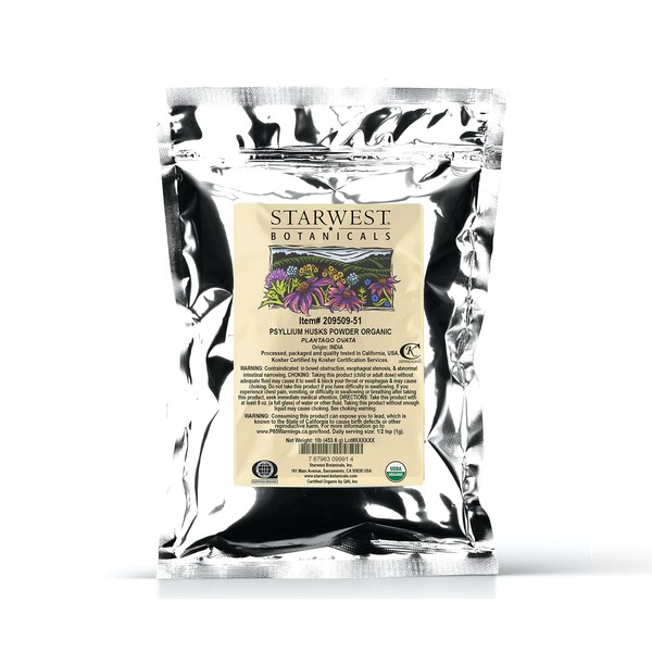 Starwest Botanicals Organic Psyllium Husk Powder, 1 Pound