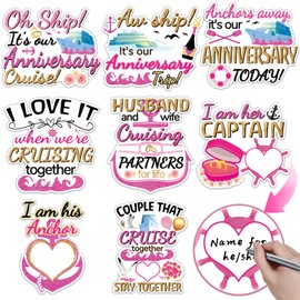 8pcs Large Anniversary Cruise Door Magnets Decorations, Pink Cruise Ship Door Magnetic Anniversary Party Sign Decors for Car Fridge Refrigerator Wedding Carnival Cruise Stickers Decals Supplies Favors