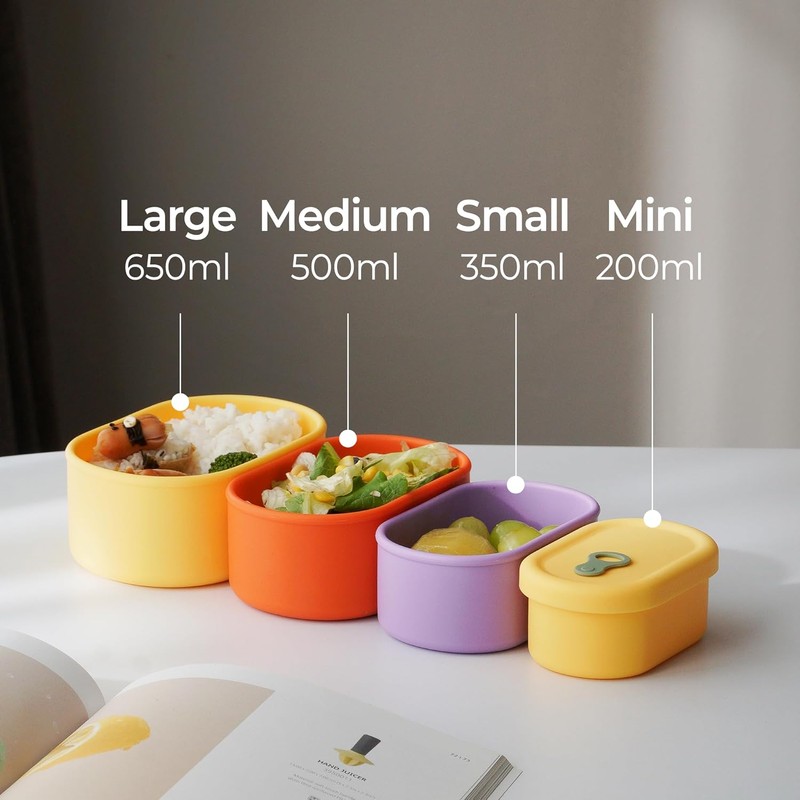 Premium Korean-Made Silicone Airtight Food Container 350ML – Mango Yellow