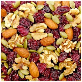 Omega 3 Nice Nut Trail Mix: Cranberries, Almonds, Walnuts & Pumpkin Seeds, Snacking Snack Food Treat 7oz Bag
