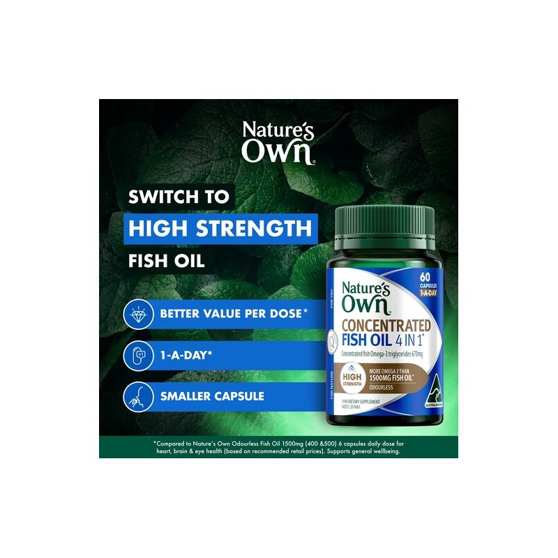 Nature's Own 4 in 1 Concentrated Fish Oil Odourless 60