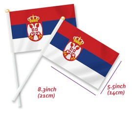 25 PCS Serbia Handheld Small Flag,Serbian Serbio Hand held Mini Decor Decoration Banner