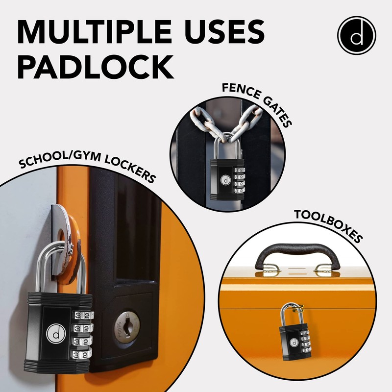 Padlock Combination Lock 4 Digit (2 Pack) - for Gym