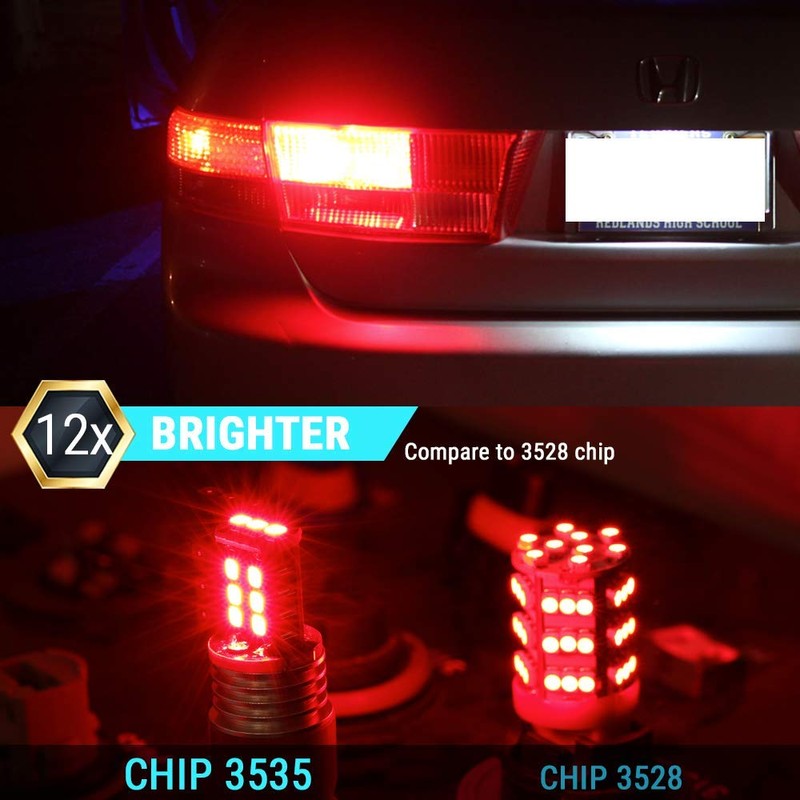 Syneticusa 7443 Red Flashing Strobe Blinking Rear Alert Safety Brake