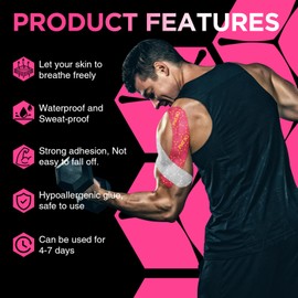 OK TAPE Synthetic Kinesiology Tape Precut Strips, Waterproof Kinesiology Athletic Tape for Muscle Support and Recovery, Reduce Muscle Discomfort Tape, Durable, 2in×16.4ft Roll 20PCS | Gray