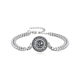 PROESS Memento Mori Skull Bracelet 925 Sterling Silver Skull Bracelet Memento Mori Jewellery Gifts for Men and Women, Sterling Silver