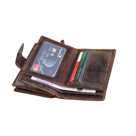 MORUCHA Clutch Wallet for Women Genuine Leather RFID Blocking High Capacity Cardholder Purse M85 (Dark Brown Hunter)