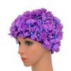 Medifier Women's Vintage Floral Leaf Retro Swimming Cap, purple