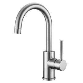 Bar Faucets Single Hole, WiPPhs Brushed Nickel Mini Kitchen Sink Faucets, Single Handle Stainless Steel Modern Sink Faucets 1 Hole, Faucet for Bar Sink