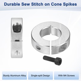 M METERXITY 2-Pack Single Split Shaft Collar 22mm Bore Aluminum Clamp-On Shaft Collars 42mm OD, 12mm Thickness with M4 Set Screw Anodization for Stoppers/Machinery [Silver]