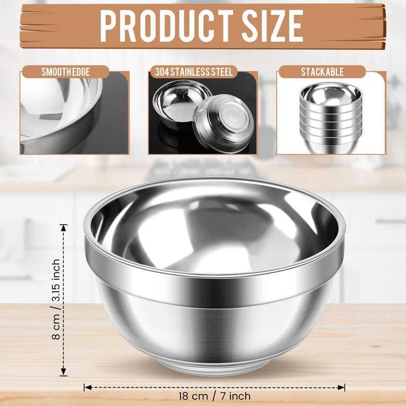 Mimorou 20 Pack 304 Stainless Steel Bowls Set 34oz Metal