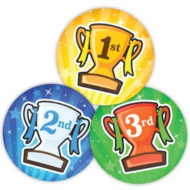 Stone Melon School Reward Stickers 144 Sports Day 1st 2nd 3rd Place Stickers 30mm Round Awards Nursery Teachers Parents Children Kids Trophy