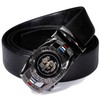 Barry.Wang Black Belt for Men Dragon Designer Buckle Chinese Sliding