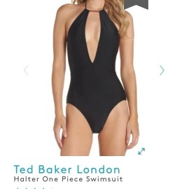 Ted Baker Halter One Piece Swimsuit Black U.S. 6, New with tags