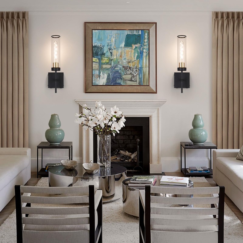 Wall Sconces,Battery Operated Wall Sconce 10400mAh Black and Gold Fast