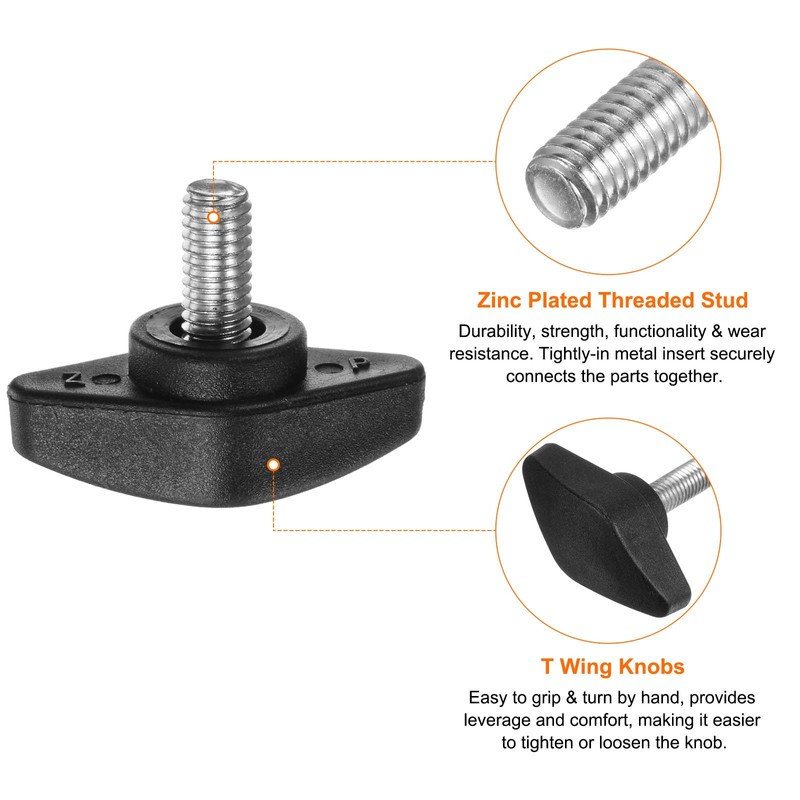 HARFINGTON 4pcs Tee Wing Knobs Thumb Screws M6 x 12mm