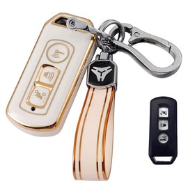 LETINGFAR Key Case, For Honda Motorcycles, Smart Key Case, Key Cover, TPU, Key Holder Specially Designed for Honda PCX 125 150 SH125 SH300 and More, white