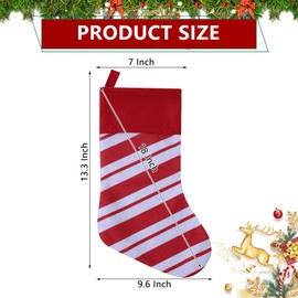 Tokforty 12 Pack Candy Cane Christmas Stockings, 18 Inches Red and White Christmas Stockings for Family Christmas Holiday Decorations