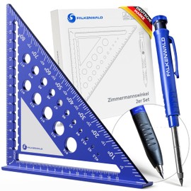 FALKENWALD® Carpenter's Square 180 mm with Writing Surface Including Deep Hole Marker - Ideal for Precise Marking & Drawing - Try Square Carpenter's Square - Gift for Men
