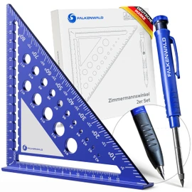 FALKENWALD® Carpenter's Square 180 mm with Writing Surface Including Deep Hole Marker - Ideal for Precise Marking & Drawing - Try Square Carpenter's Square - Gift for Men