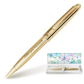 Authentigo Follow Your True North Fancy Pen Women, Ballpoint Pen for Journaling and Writing, Inspirational Pen with Motivational Saying, Gift Box, Gold