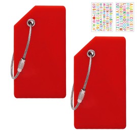 CPCOIN Suitcase Tags 2 Pack Durable Silicone Luggage Tag Quickly Spot Bag Labels Travel DIY Identifier Tags for Backpacks (Red * 1 DIY Alphabet Sticker)