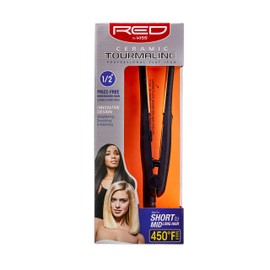 Kiss 1/2" Ceramic Tourmaline Red Flat Iron – Reaches up to 450 °F (Design may vary)