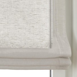 Roman Blind with Eyelets Brondy Taupe Natural Semi-Transparent Linen Look Roman Curtain with Hook Hanging No Drilling Required Width 80 cm x Height 140 cm