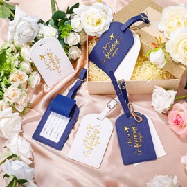 Amylove Bulk Wedding Favors Luggage Tags Gifts, and So The Adventure Begins Luggage Tags for Guests Bridal Gifts, 24 Pack (White and Blue)